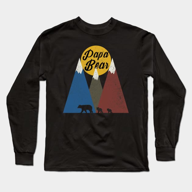 Papa Bear Two Cubs Walking in Mountains Long Sleeve T-Shirt by CareTees